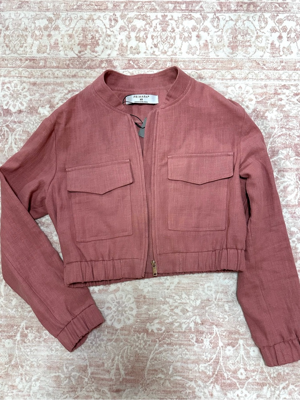NWT 🪷 PRIMARK Dusty Rose Cropped Cargo Jacket - Picture 2 of 13